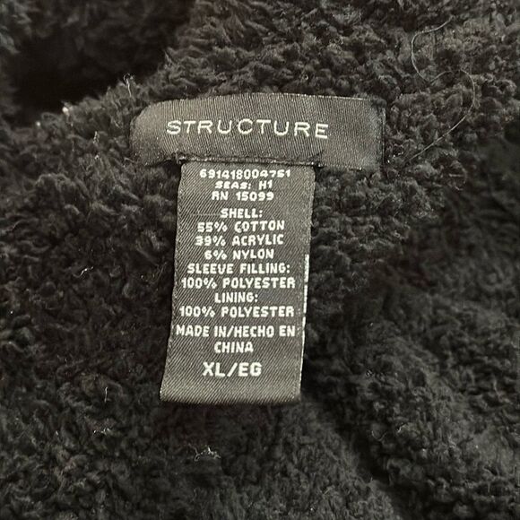 Structure Vintage Black High Neck Fleece Quilted lined Knit Cardigan size XXL - Picture 7 of 11